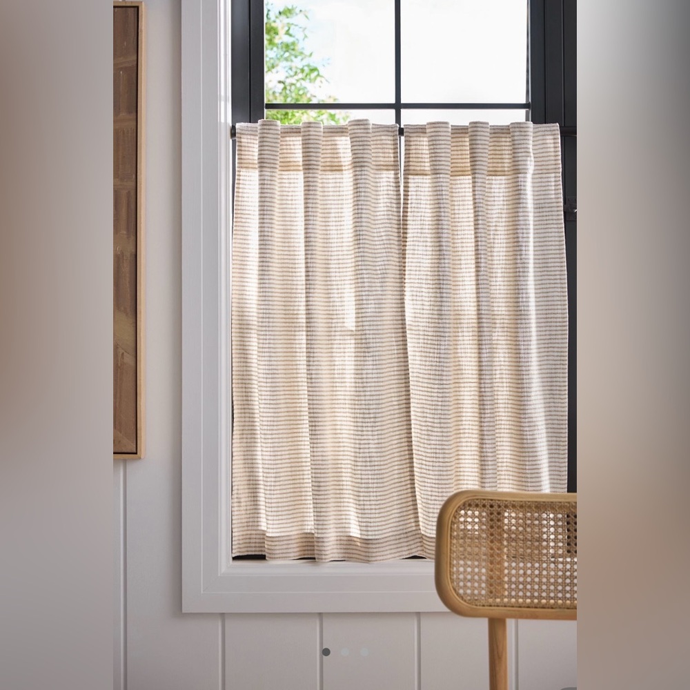 Anthropologie Mindra Striped Cotton Café Curtains, Set of 2